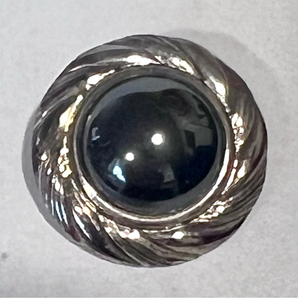 Vintage Sterling Hermatite Cabachon Clip on Earrings early 1900’s - Picture 4 of 8